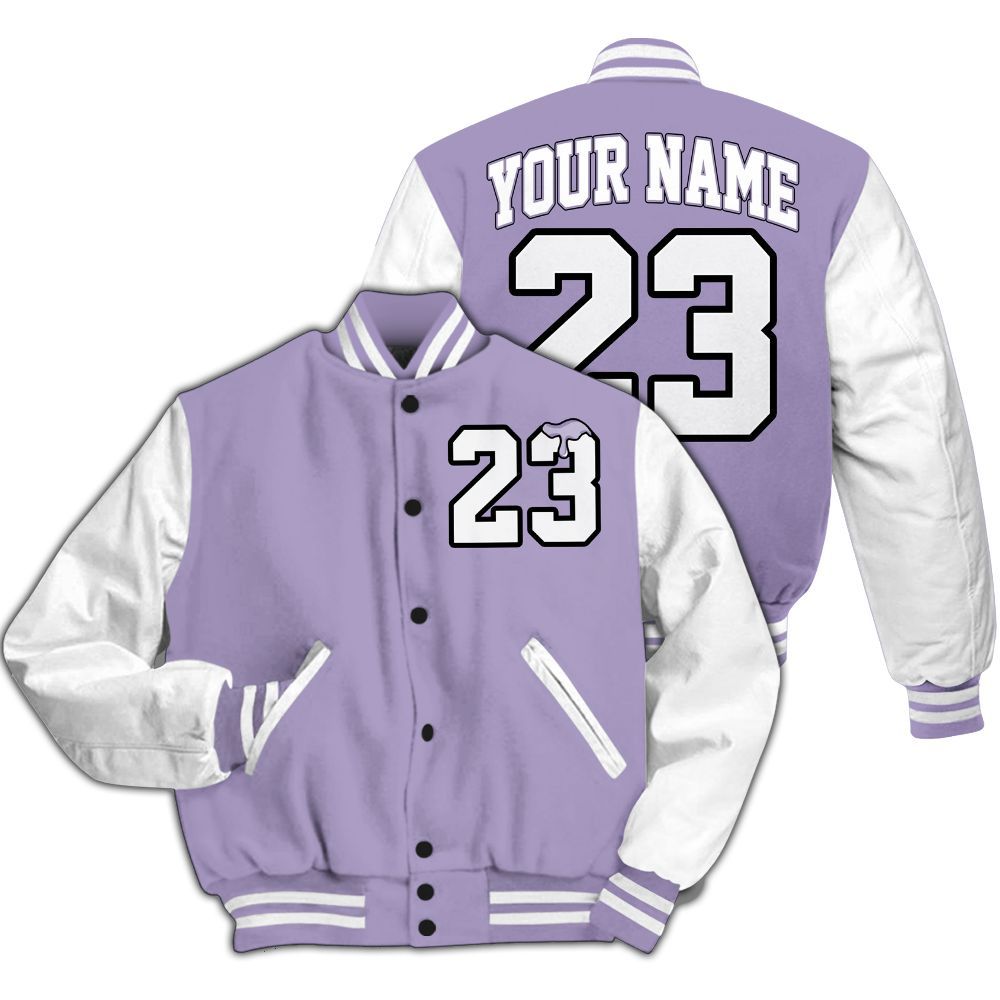 Varsity Jacket To Match Low Pure Violet 11s - Custom Name Number 23 Drip All Over Print
