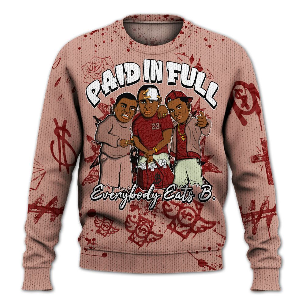 Knitted Sweater To Match Valentines Day 3s - Everybody Paid In Full Crayon