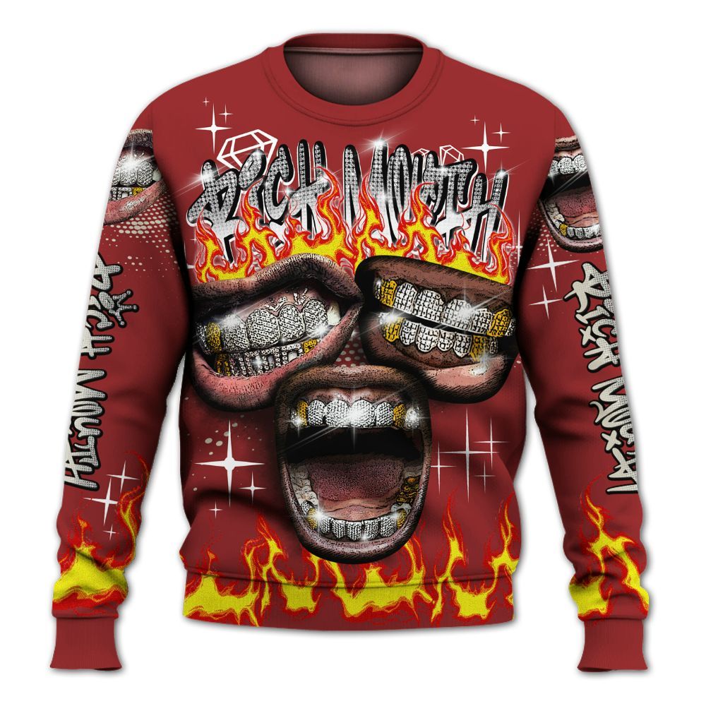 Sweatshirt To Match High 85 Bred 1s - Rich Mouth Fire Rap Retro 90s All Over Print