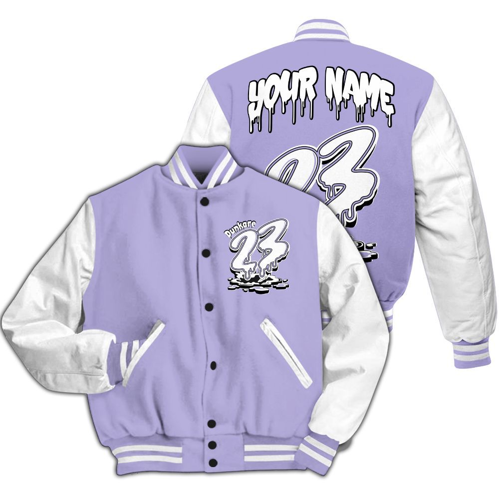 Varsity Jacket To Match Low Pure Violet 11s - Custom Name 23 Drip All Over Print