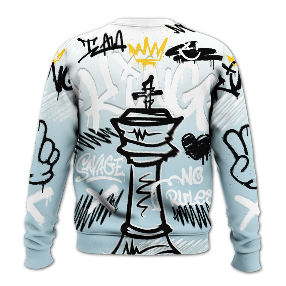 Sweatshirt To Match Mid Ice Blue 1s - Street King Chess Streetwear All Over Print
