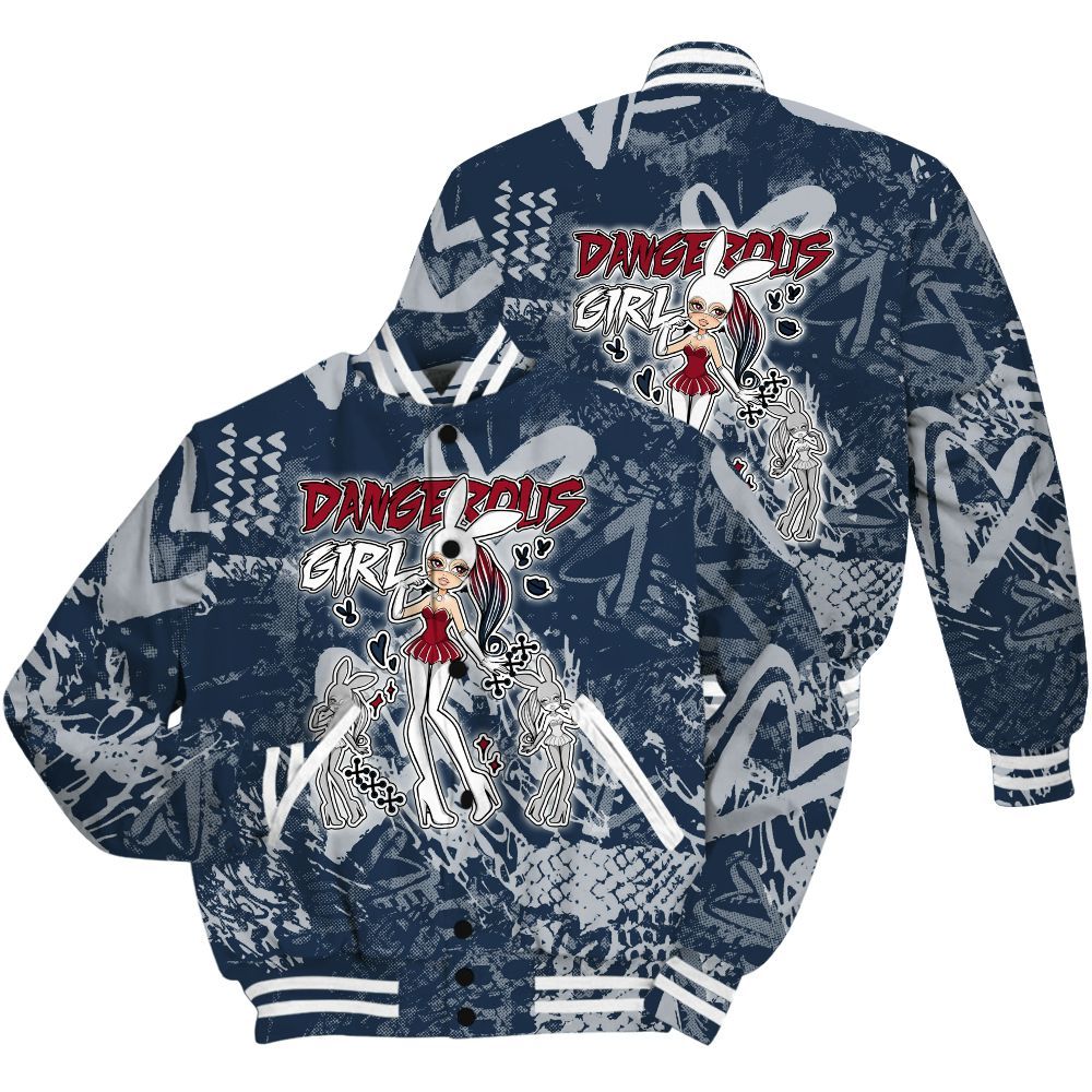 Varsity Jacket To Match Retro Olympic 6s Shirt - Dangerous.Girl Heart Grunge All Over Print