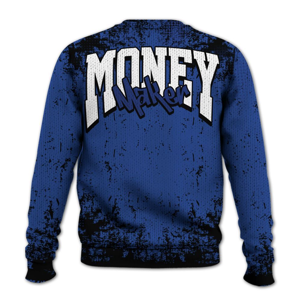 Knitted Sweater To Match Retro Hyper Royal 13s - Move In Silence Money Street Retro