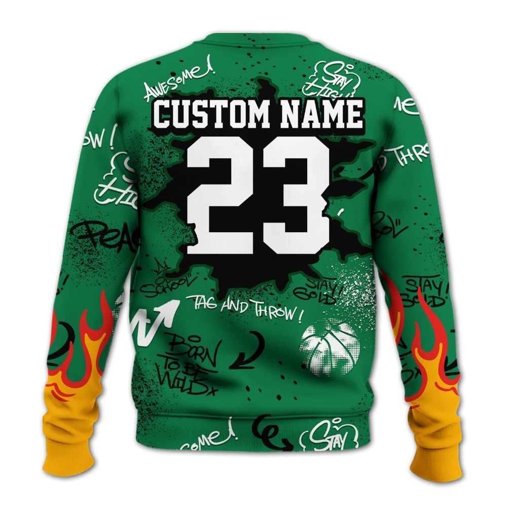 Sweatshirt To Match Pine Green 13s - Number 23 Basketball Bear Custom Name All Over Print