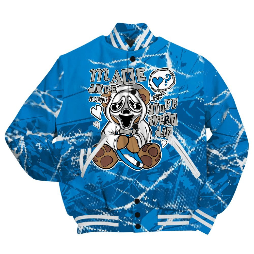 Varsity Jacket To Match Military Blue 4s Shirt - Make Dopes Bear Profound All Over Print