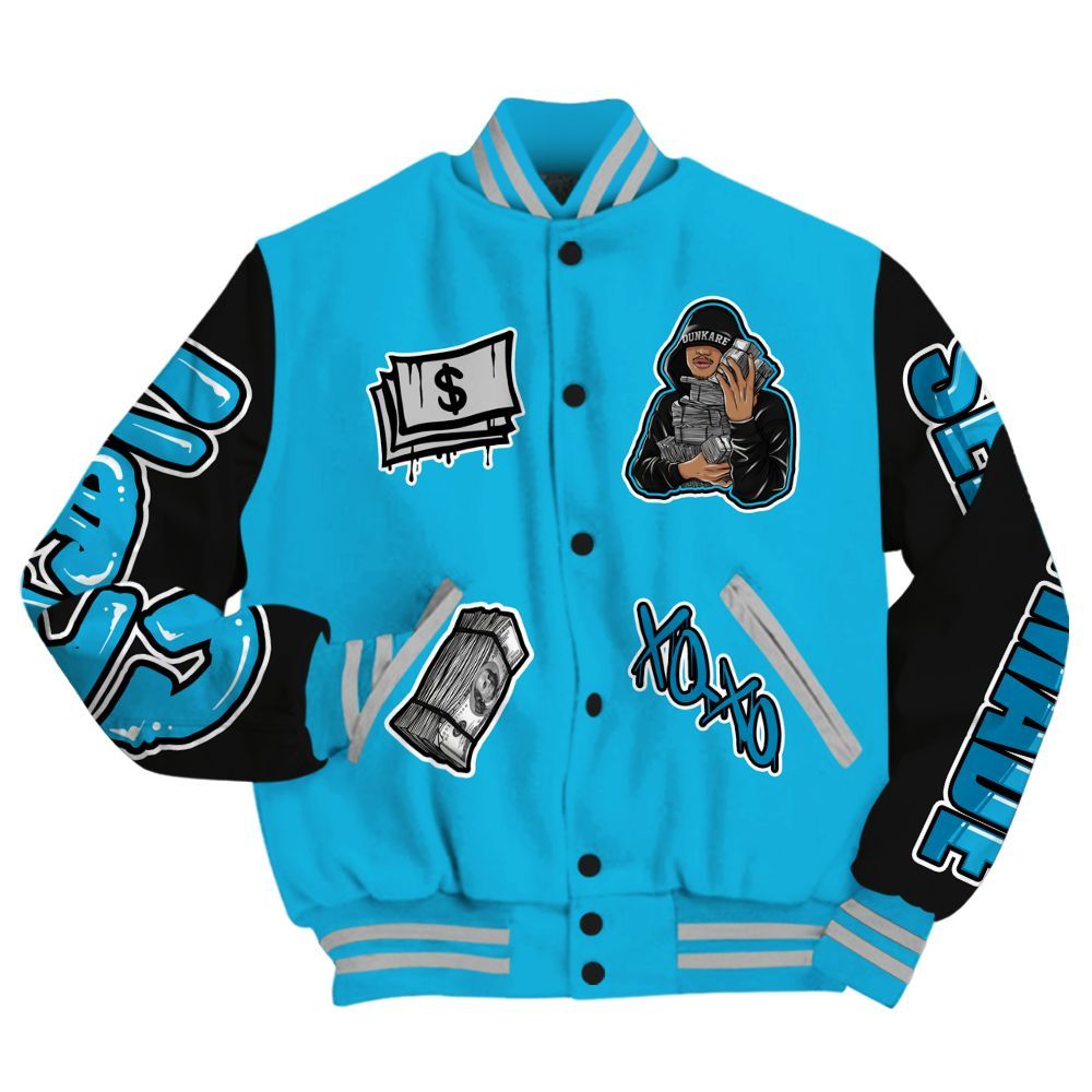 Varsity Jacket To Match Black University Blue 2026 14s - Selfmade Unique All Over Print