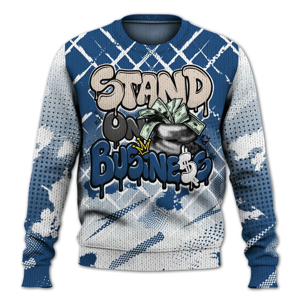 Knitted Sweater To Match High OG Midnight Navy 1s - Halftone Stand Business Dripping