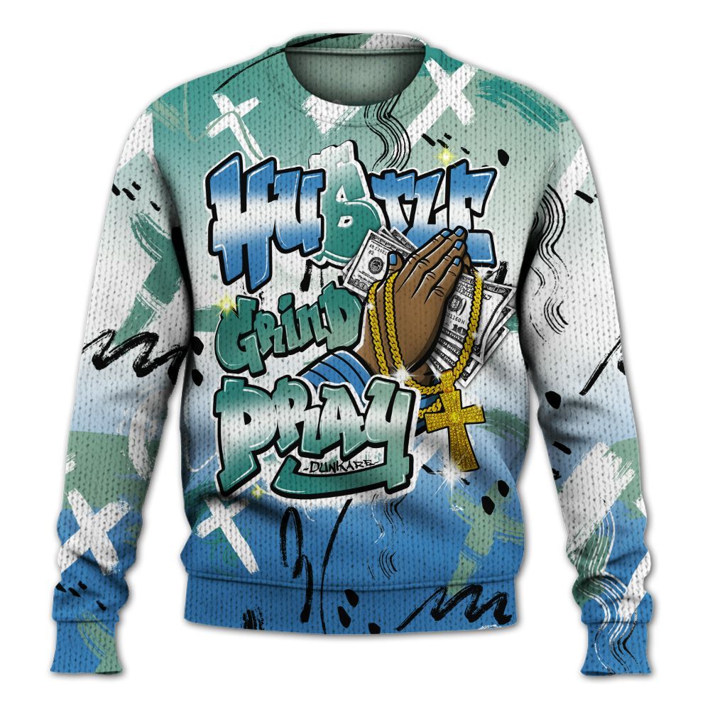 Knitted Sweater To Match Low Carolina 17s - Money Hustle Grind Pray