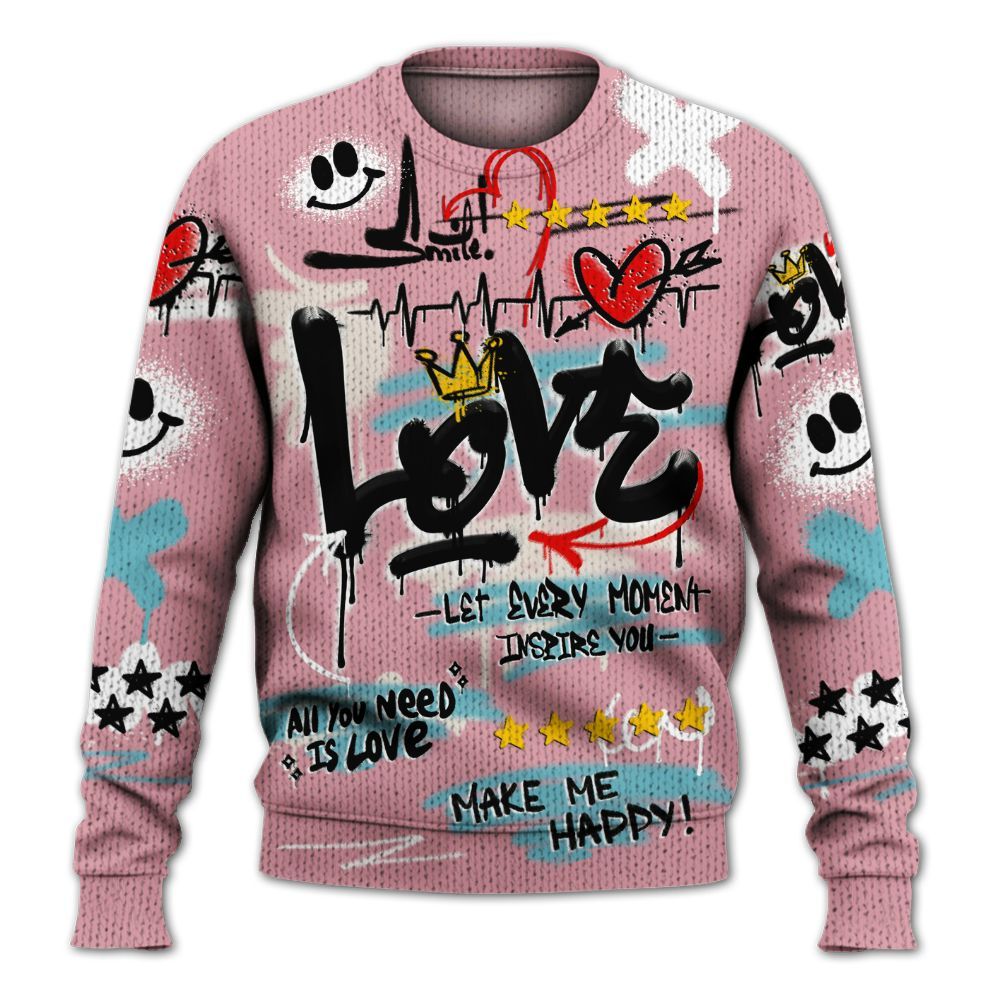 Knitted Sweater To Match Doernbecher 6s - Happy Love Beats Graffiti Streetwear