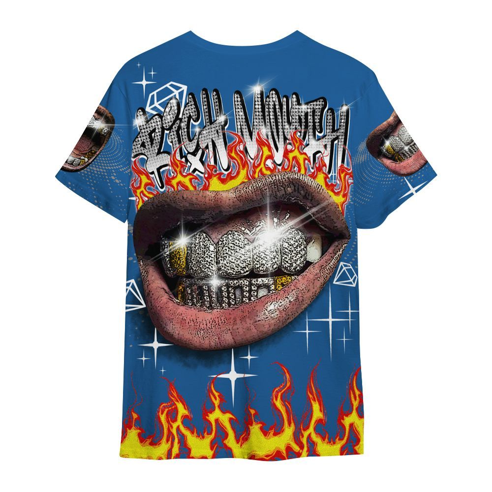 Shirt To Match French Blue 13s - Rich Mouth Fire Rap Retro 90s All Over Print