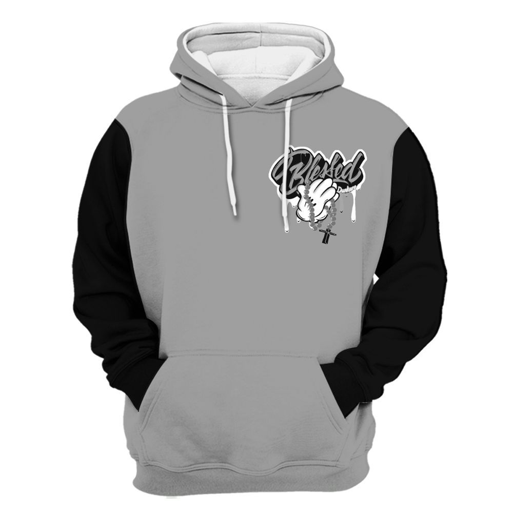 Hoodie To Match Black Wolf Grey 12s Varsity Jacket, Custom Name God Blessed Drip All Over Print