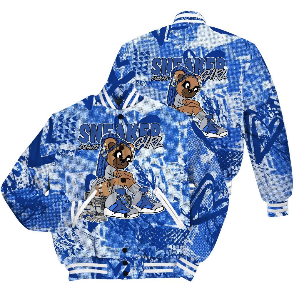 Varsity Jacket To Match Air Foamposite One Royal Shirt - Sneaker Girl Bear Heart Grunge All Over Print