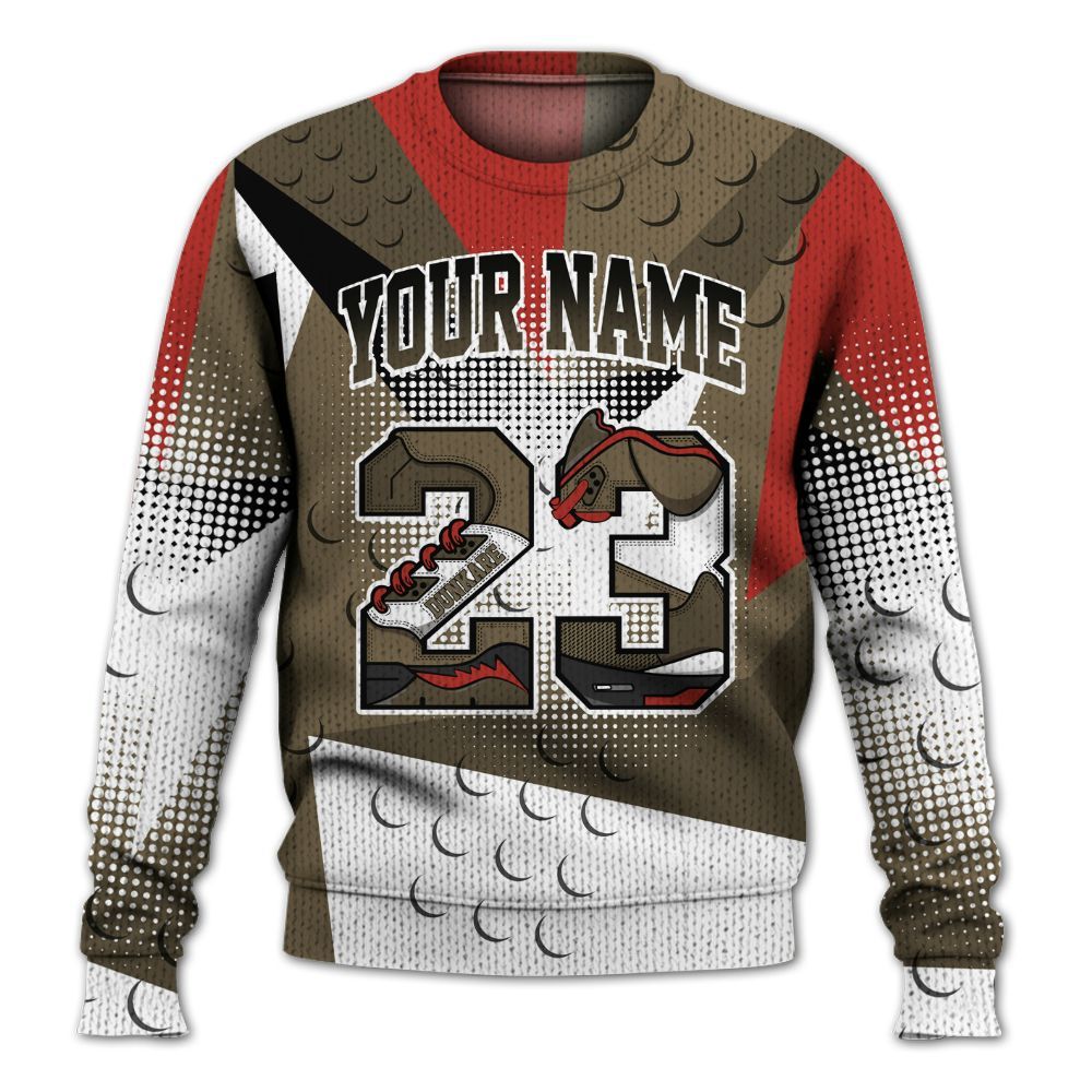 Knitted Sweater To Match Olive 9s - Poly Custom Name Number 23 5s