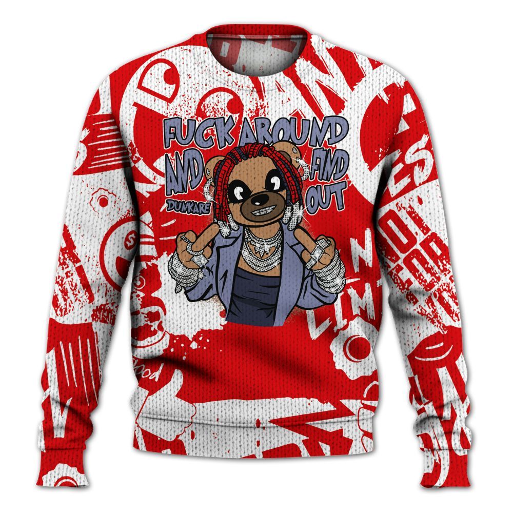 Knitted Sweater To Match Low OG Howard Bison 1s - F#ck Around Bear Bear Monogram Graffiti