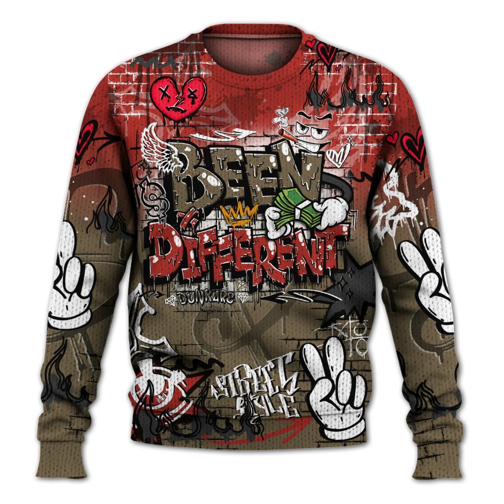 Sweater To Match Olive 9s - Been Dif2erent Drip Graffiti Graphic