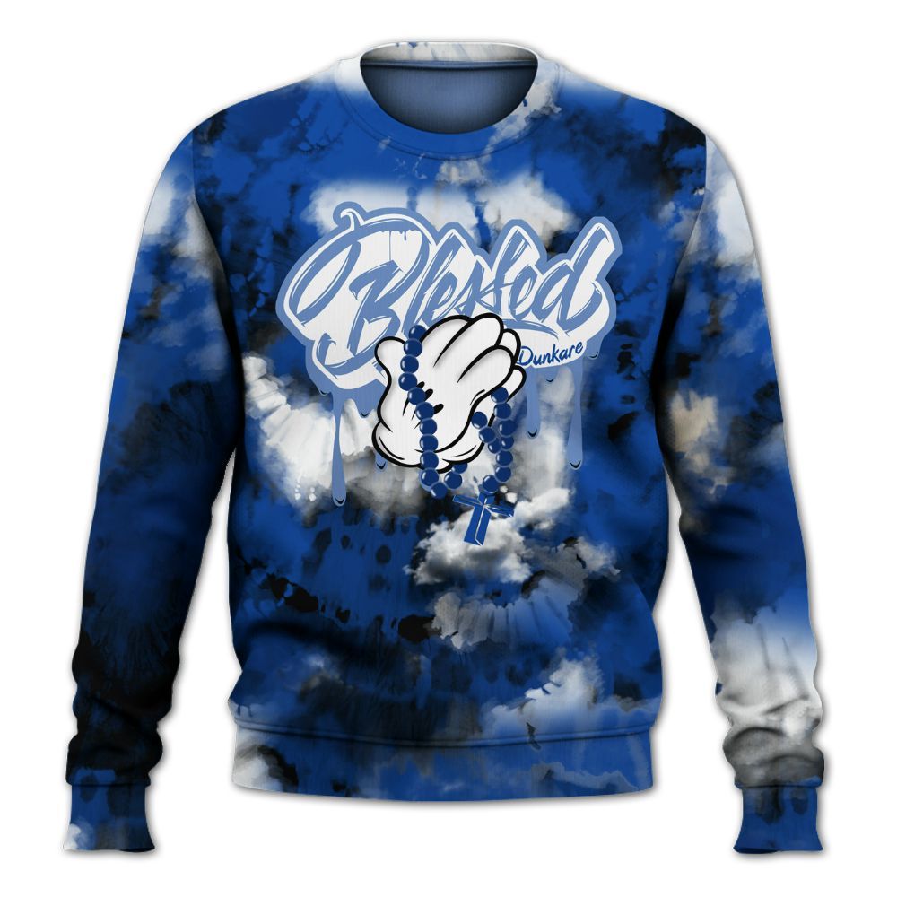 Sweatshirt To Match Low Game Royal 1s - God Blessed Tie Dye All Over Print