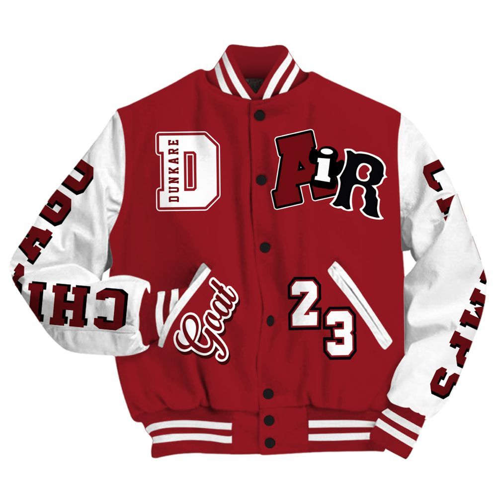 Varsity Jacket To Match High Black Toe Reimagined 1s - AIR Number 23 GOAT All Over Print