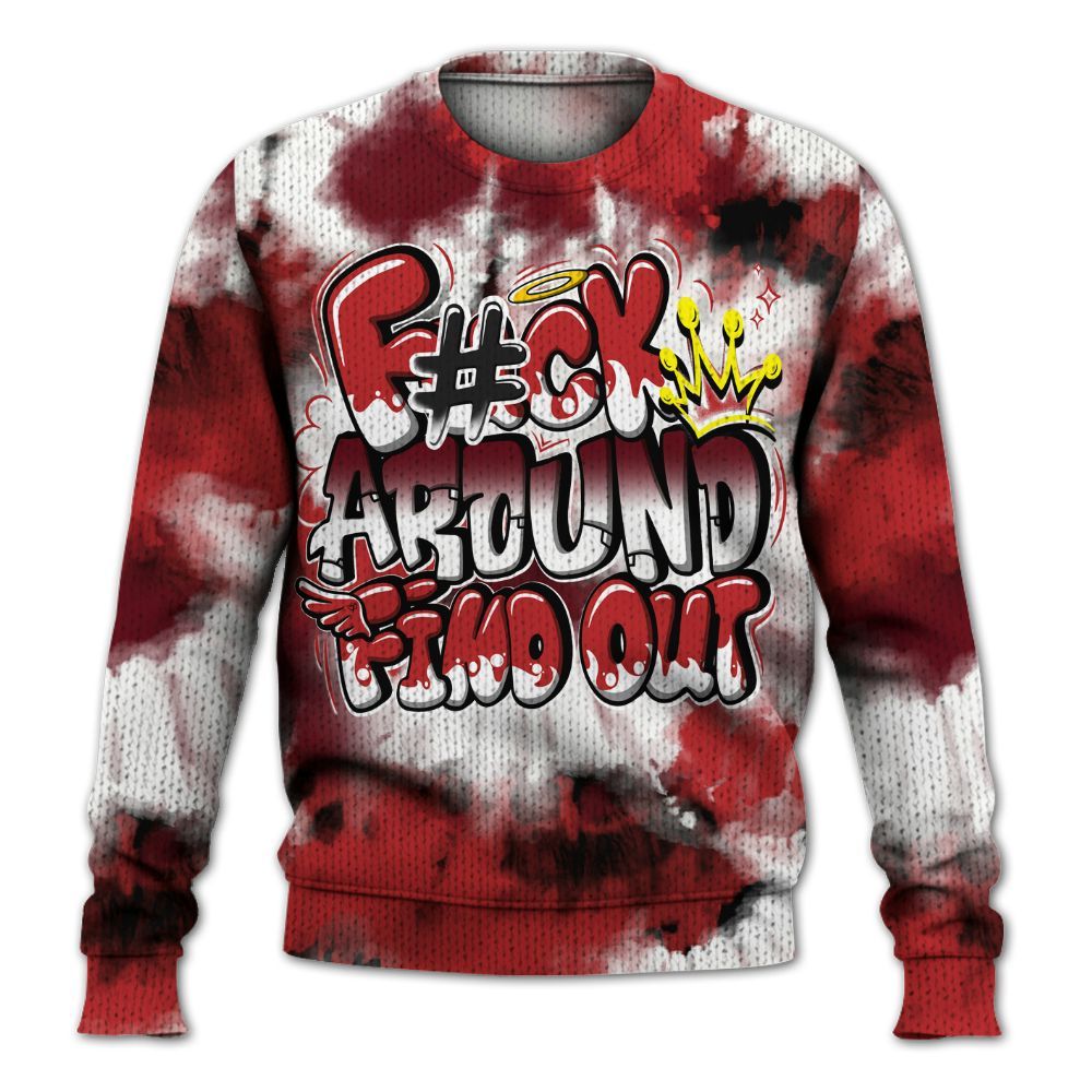 Knitted Sweater To Match Kobe 9 Elite Christmas - Tie Dye FK Around Find Out