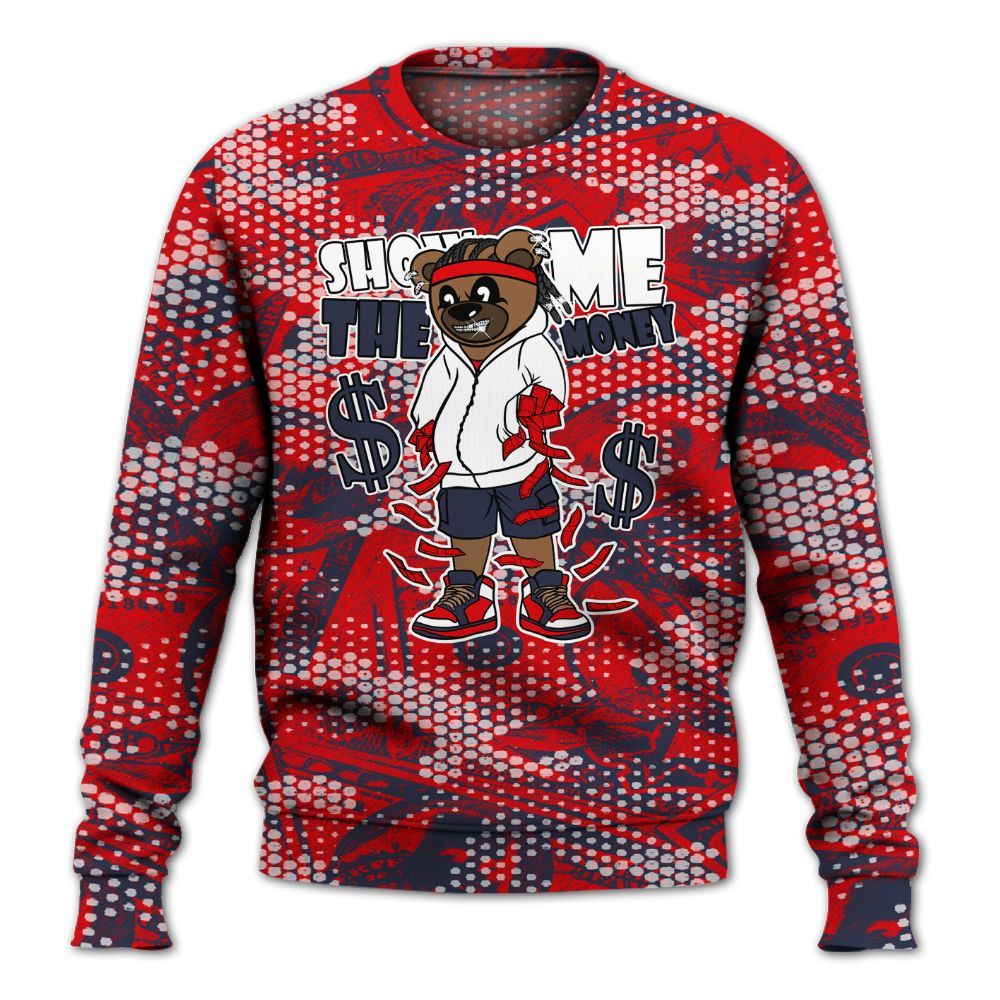 Sweatshirt To Match Low OG Howard Bison 1s - Show Me Bear Banknotes Art All Over Print