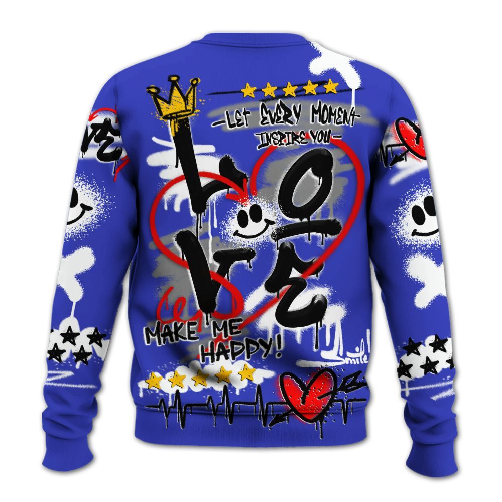 Sweatshirt To Match Retro Black Concord 12s - Happy Love Beats Graffiti Streetwear All Over Print