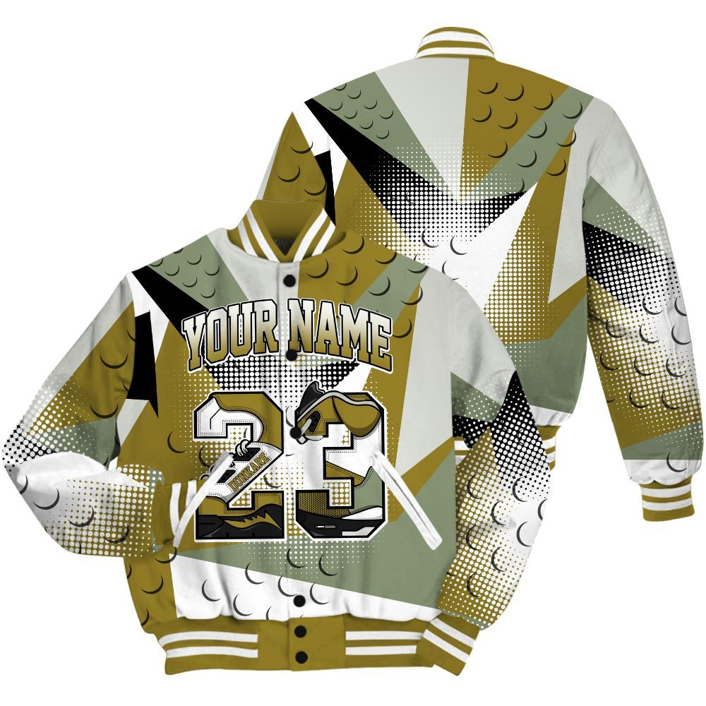 Varsity Jacket To Match Air Flightposite Metallic Gold Shirt, Poly Custom Name Number 23 5s All Over Print
