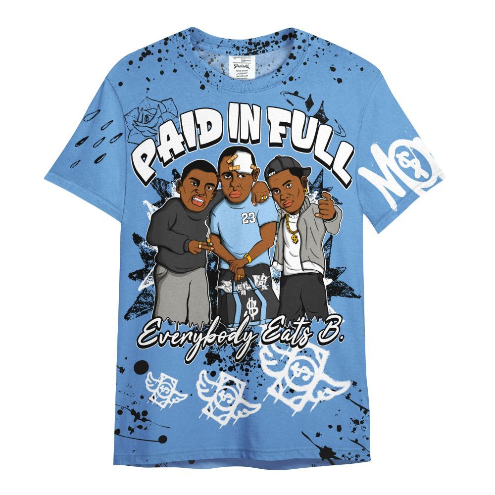 Shirt To Match Black University Blue 5s - Everybody Paid In Full Crayon All Over Print