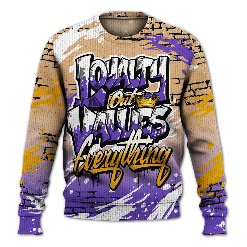 Knitted Sweater To Match SE Afrobeats 7s - Values Of Loyalty Drip