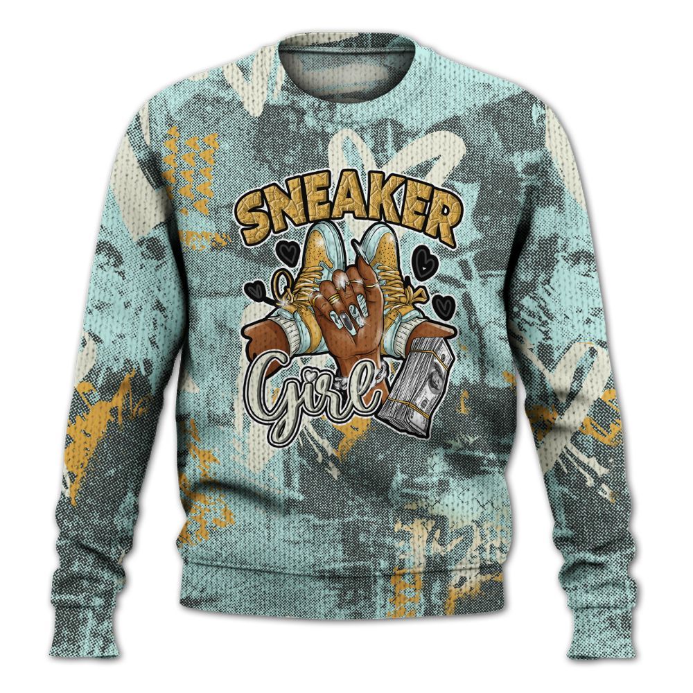 Knitted Sweater To Match Pure Platinum 4s - Sneakerz Girlz Heart Grunge