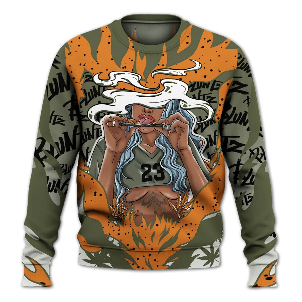 Sweatshirt To Match Olive 5s - Bluntz Burnz Graphics All Over Print