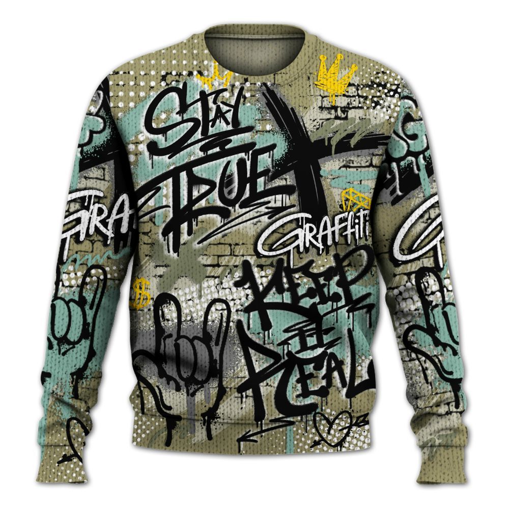 Knitted Sweater To Match Dunk Low Suede Olive Aura - True It Real Graffiti Streetwear