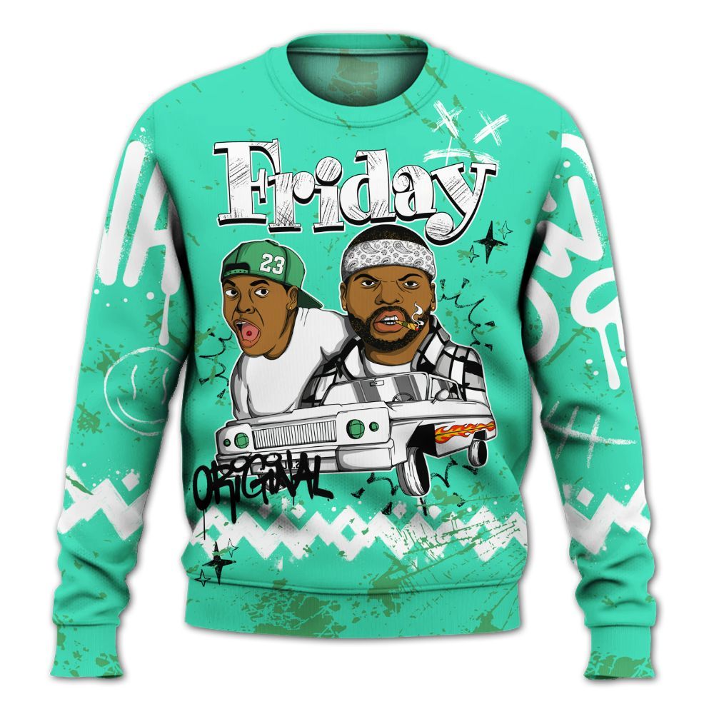 Sweatshirt To Match Black Green Glow 3s - Friday Sneaker Crayon All Over Print