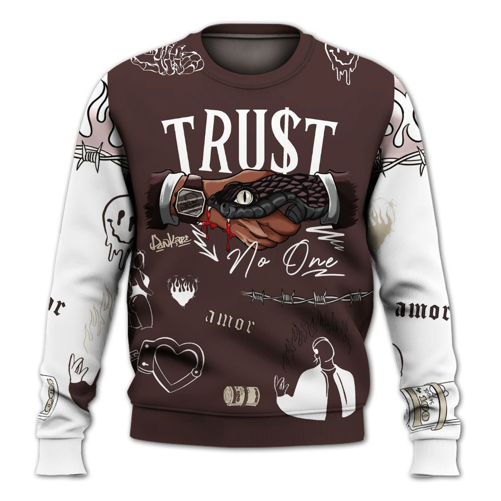 Sweatshirt To Match Burgundy Crush 3s - Snake Trust No One All Over Print