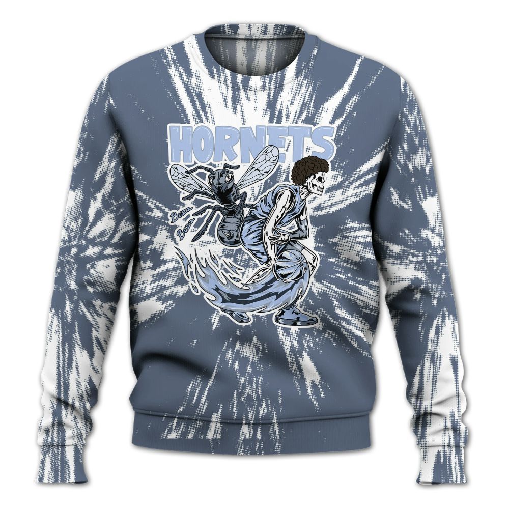 Sweatshirt To Match Low Diffused Blue 11s - Hornets Skeleton Luxury All Over Print