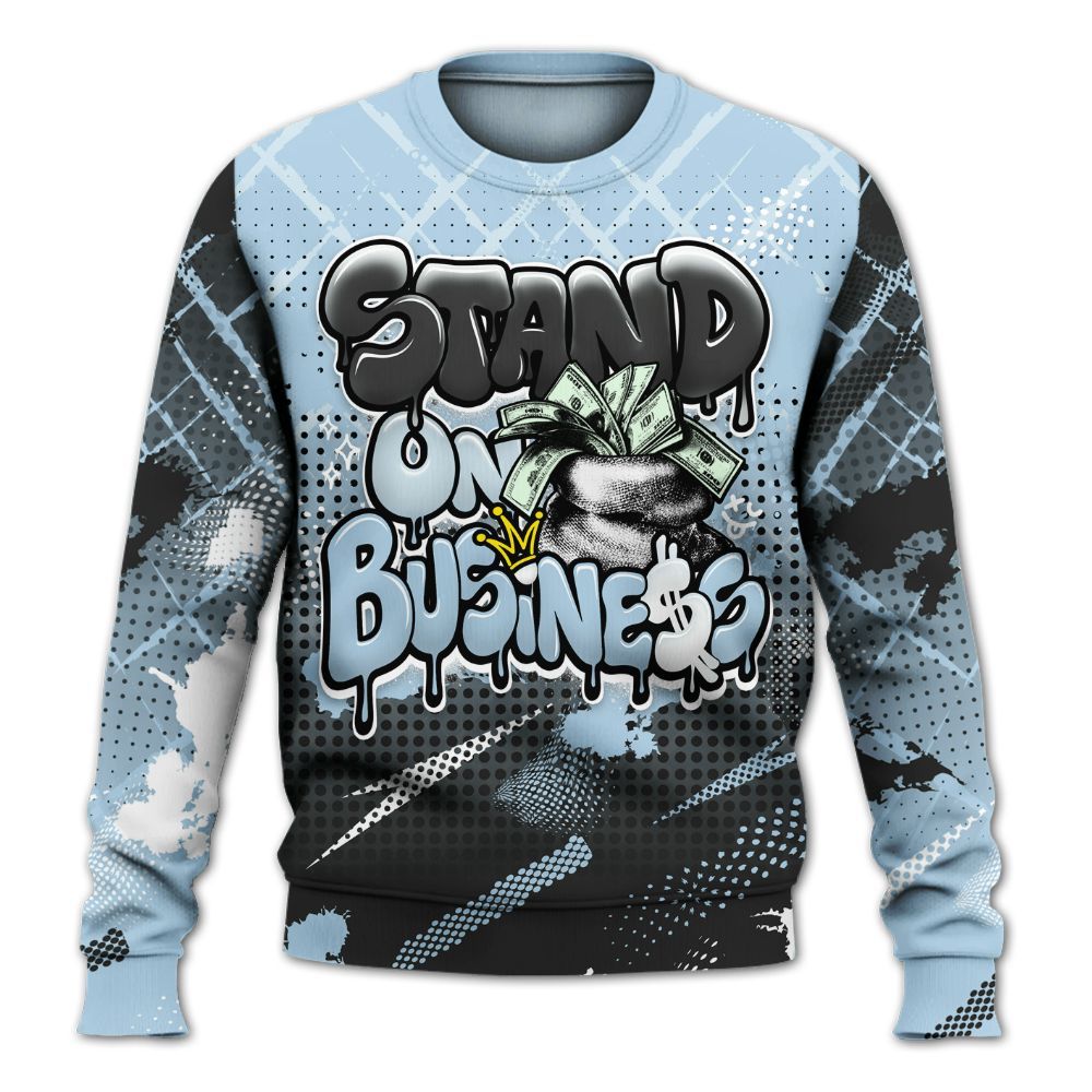 Sweatshirt To Match Foamposite One Psychic Blue - Halftone Stand Business Drip All Over Print
