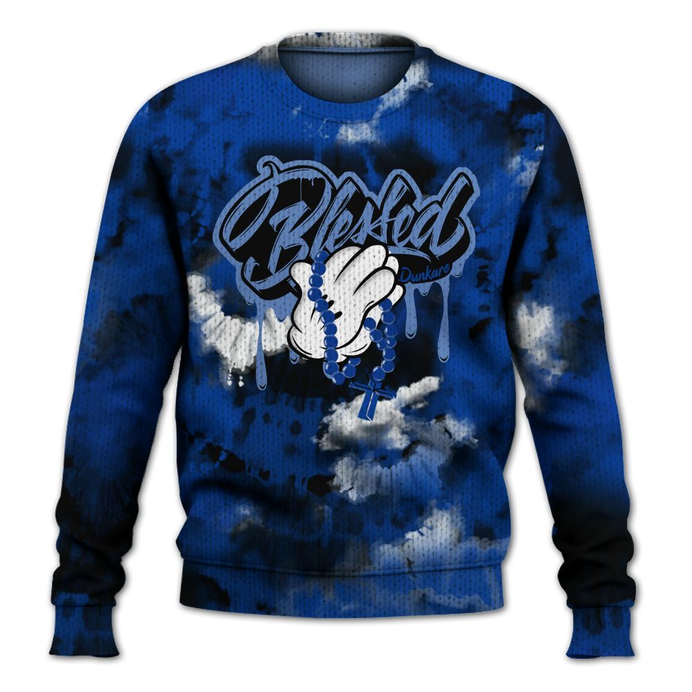 Knitted Sweater To Match Hyper Royal 12s - God Blessed Tie Dye