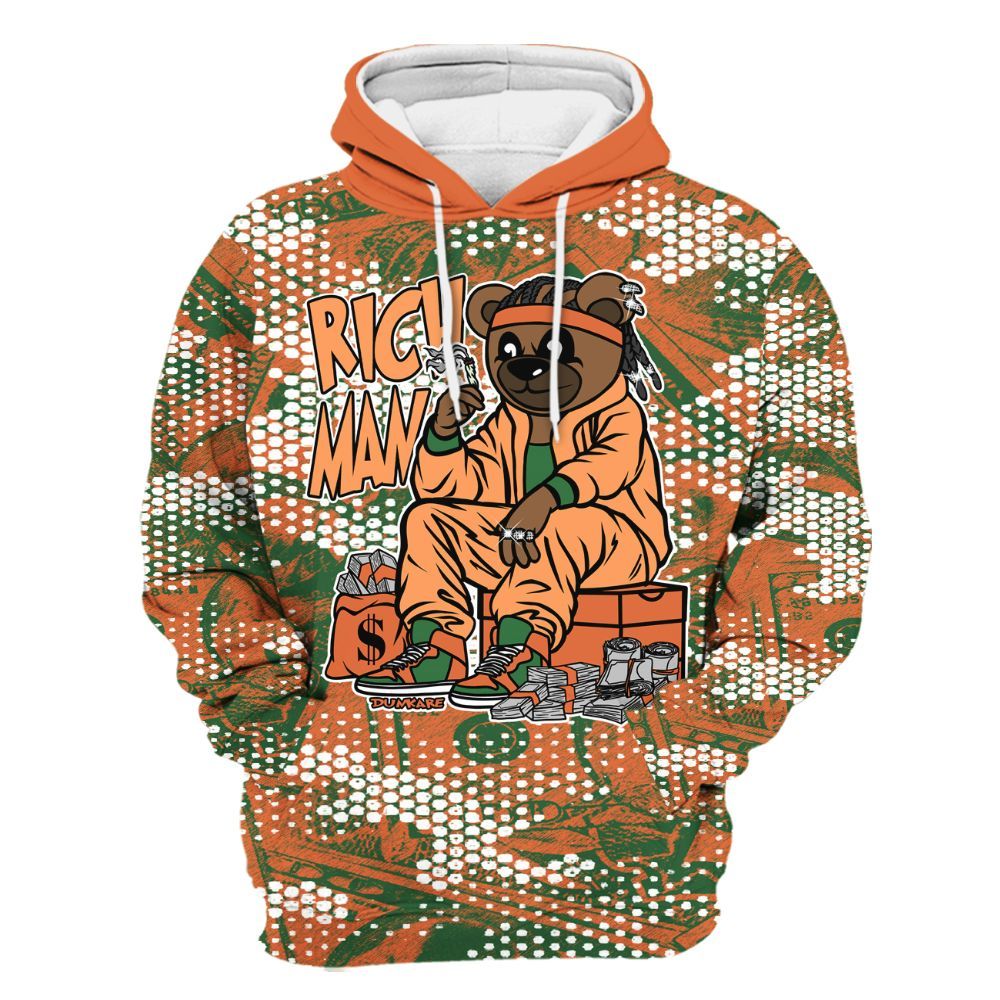 Hoodie To Match Low Miami 5s - Rich Man Bear Banknotes Art All Over Print