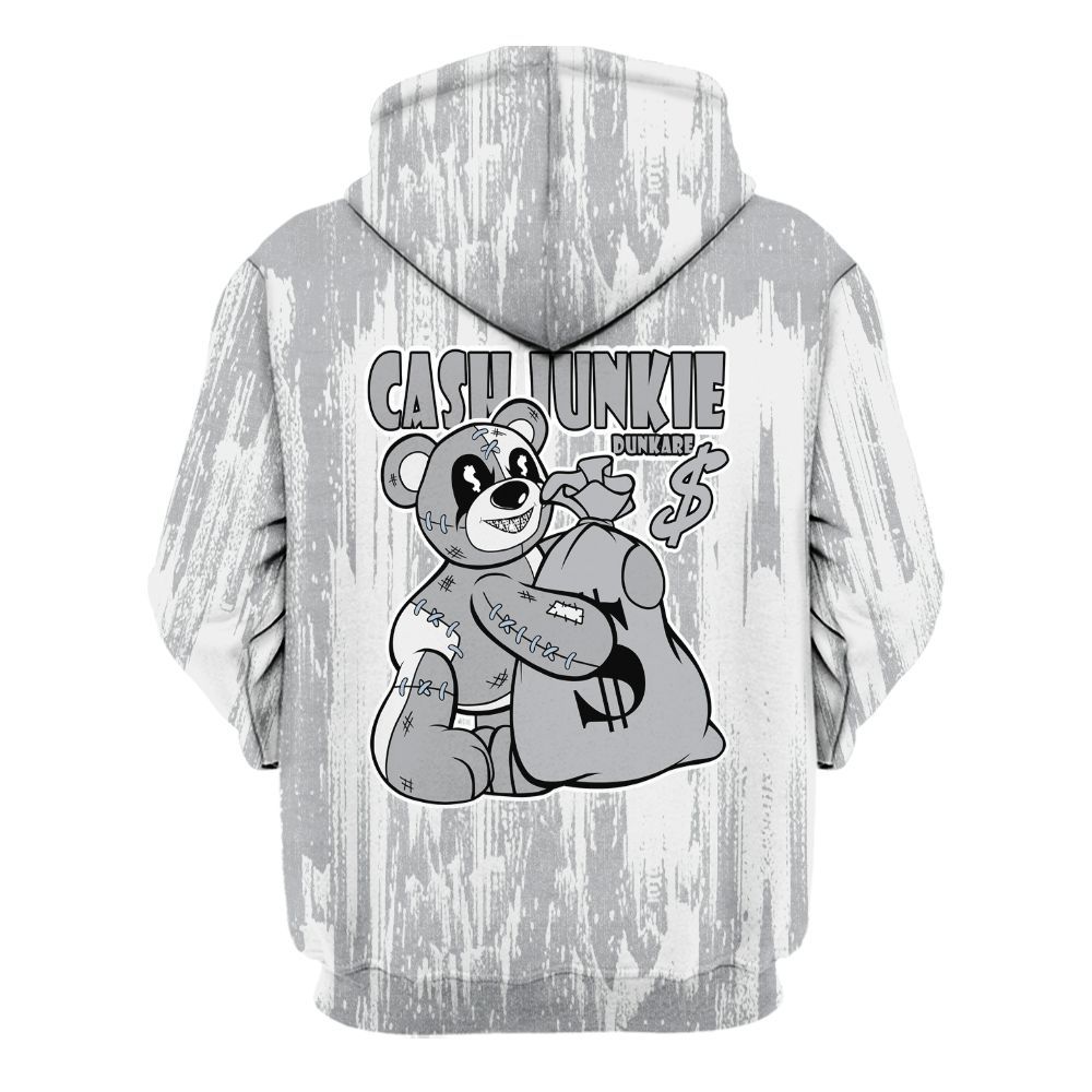 Hoodie To Match Low OG Wolf Grey 1s - Cashs Junkie Bear Glitch Art All Over Print