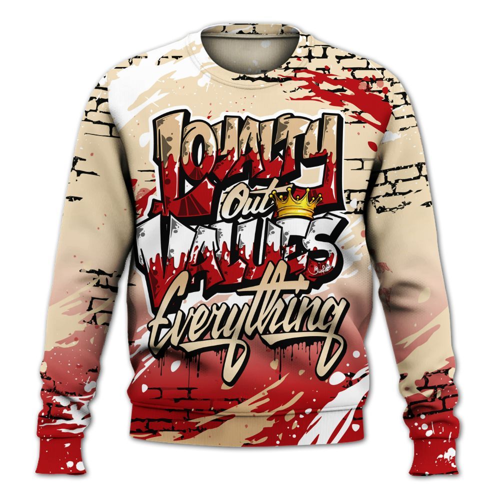 Sweatshirt To Match Dunk Low Strawberry Waffle - Values Of Loyalty Drip All Over Print