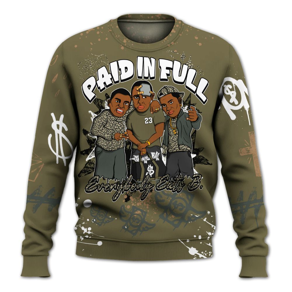 Sweatshirt To Match Retro Family Affair 3s - Everybody Paid In Full Crayon All Over Print