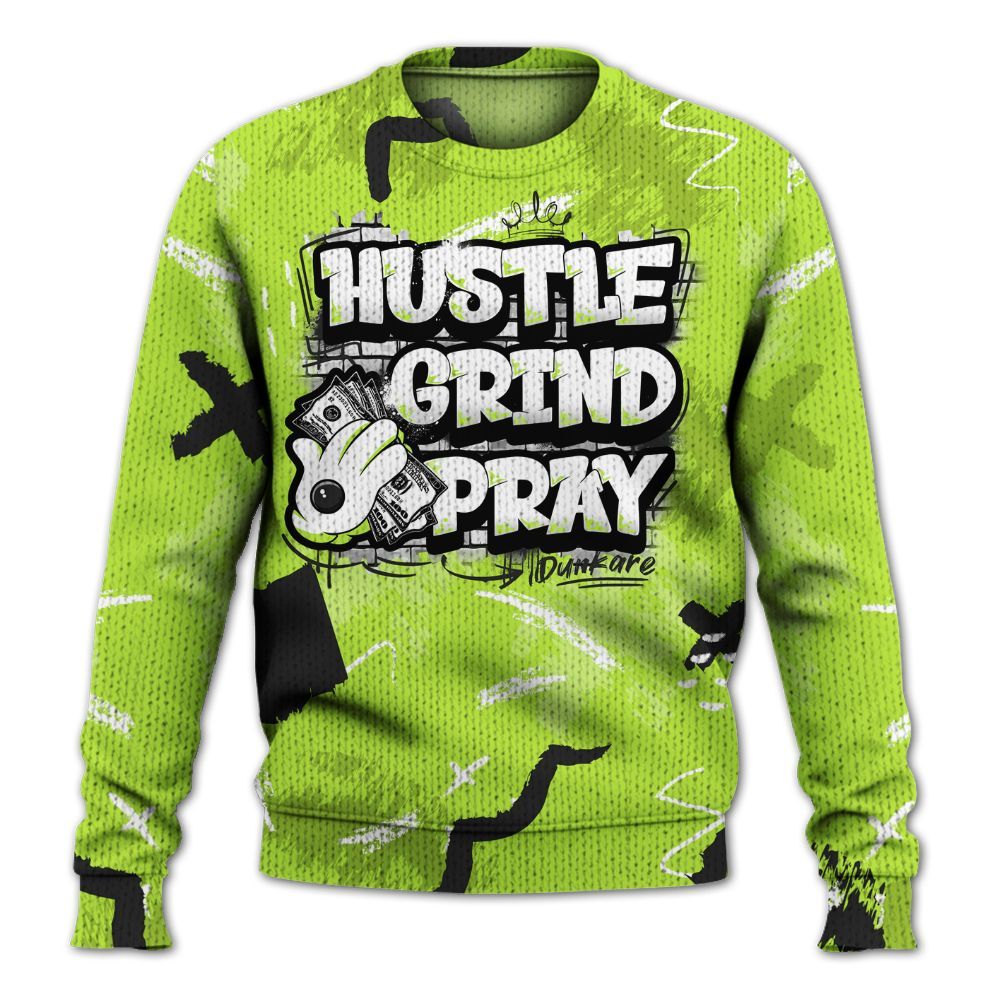 Knitted Sweater To Match Air Force 1 Low Dance Volt - Hustle Grind Pray Retro