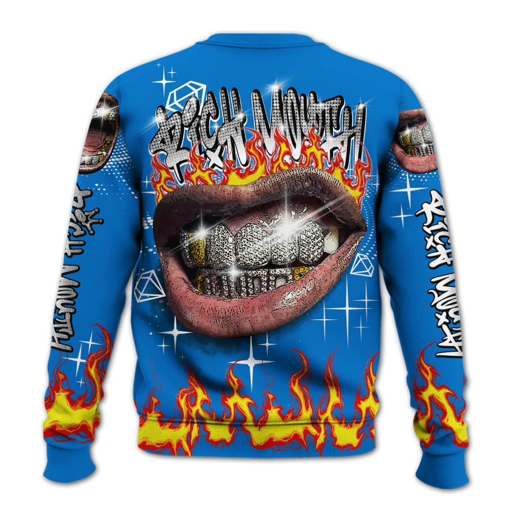 Sweatshirt To Match Low Game Royal 1s - Rich Mouth Fire Rap Retro 90s All Over Print