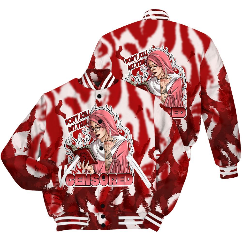 Varsity Jacket To Match Red Taxi 12s Shirt - Censoredz Burn All Over Print