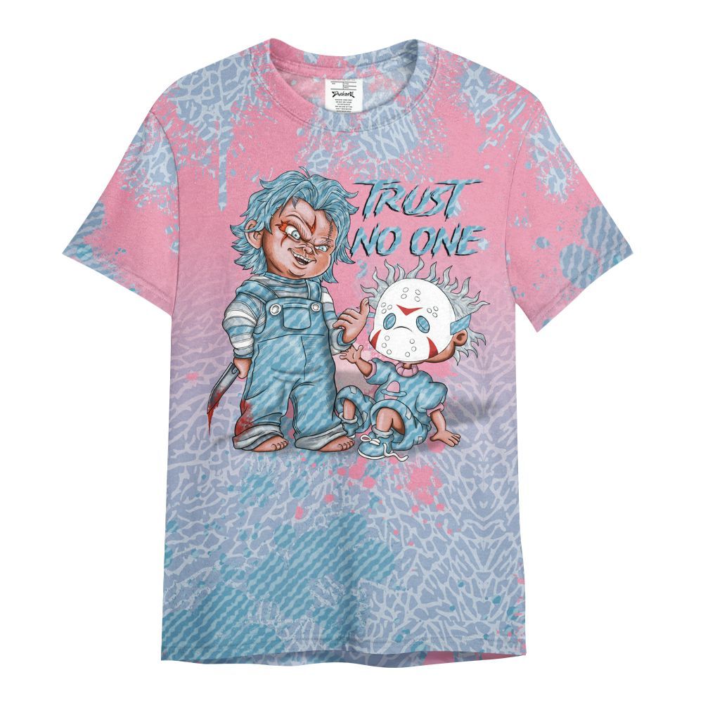 Shirt To Match Denim Pink Glow 3s - Trust No One Scary All Over Print
