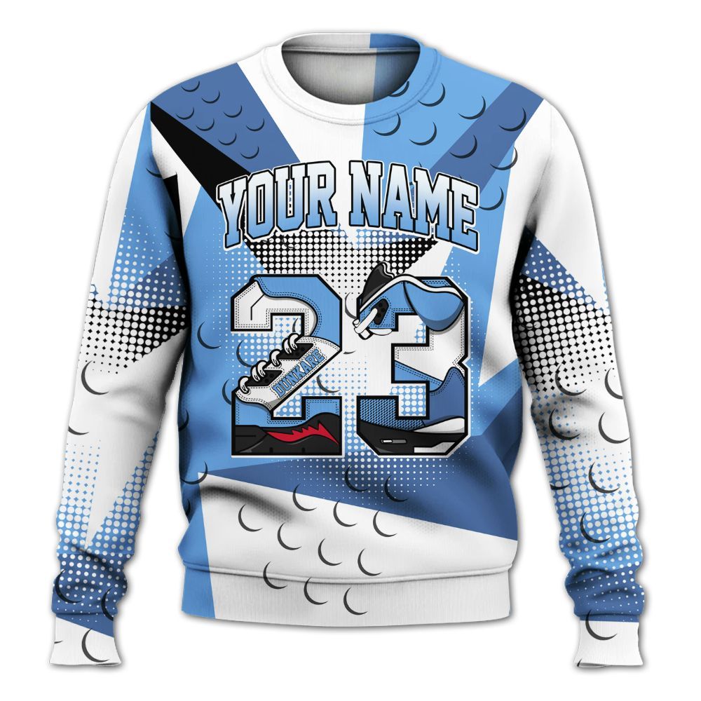 Sweatshirt To Match University Blue 6s - Poly Custom Name Number 23 5s All Over Print