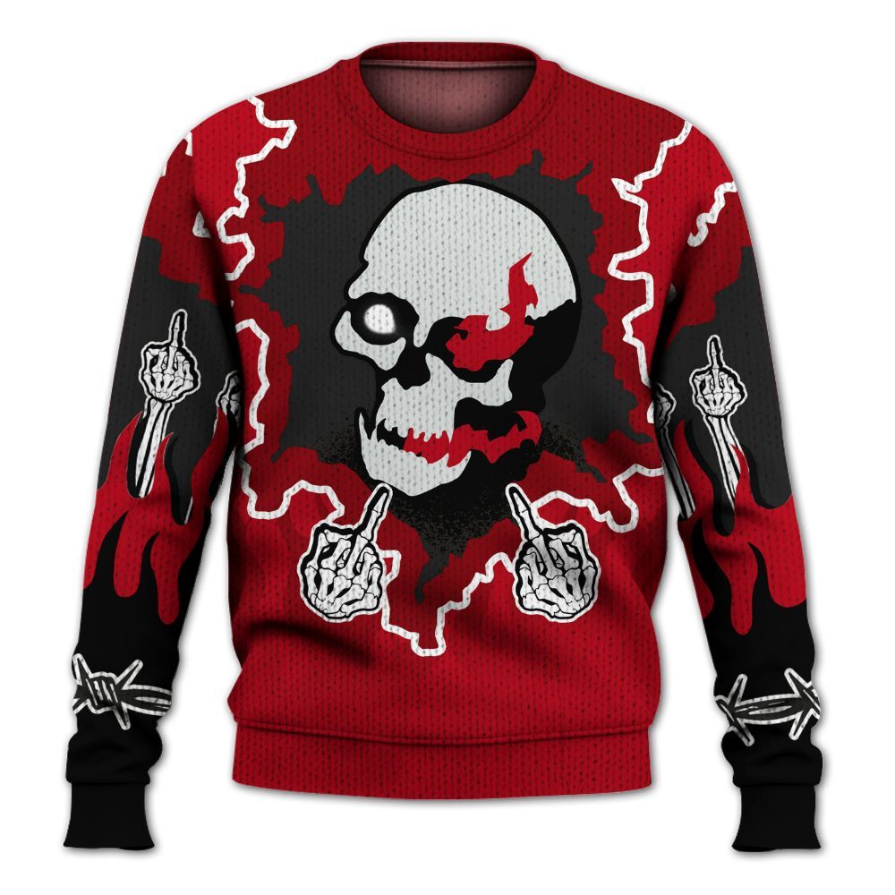 Knitted Sweater To Match Bred Velvet 11s - F Around Find Out Graphic Trapped