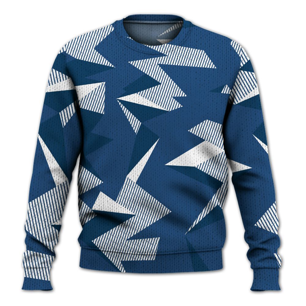 Knitted Sweater To Match High OG Midnight Navy 1s - Geometric Camouflage Pattern