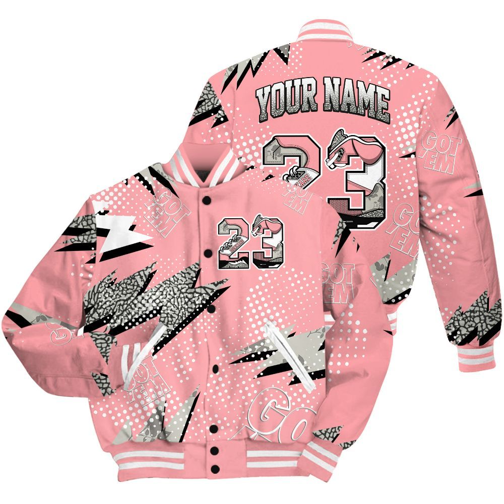 Varsity Jacket To Match Retro Wings 3s Shirt, Custom Name Number 23 5s All Over Print