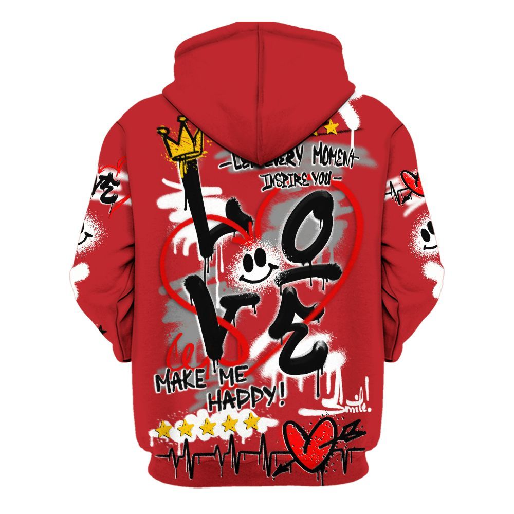 Hoodie To Match Retro Cherry 12s - Happy Love Beats Graffiti Streetwear All Over Print