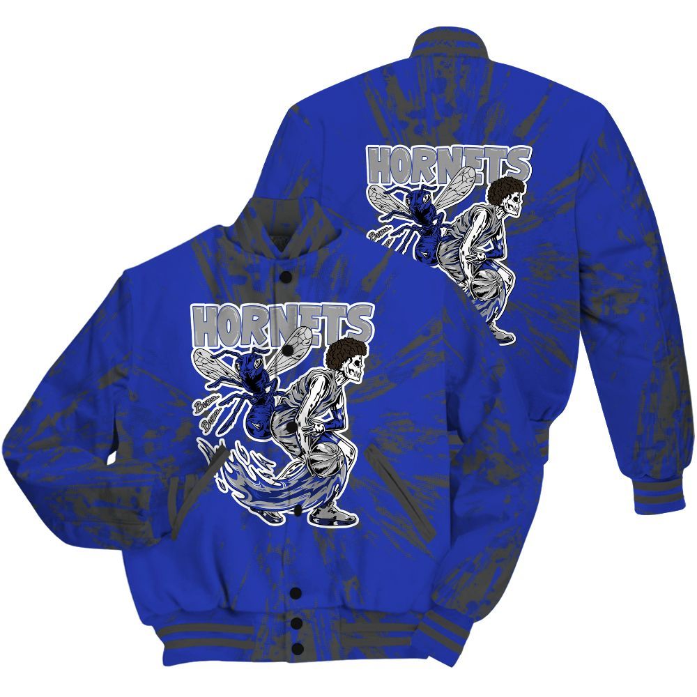 Varsity Jacket To Match Air Max Plus Black Racer Blue Shirt - Hornets Skeleton Luxury All Over Print