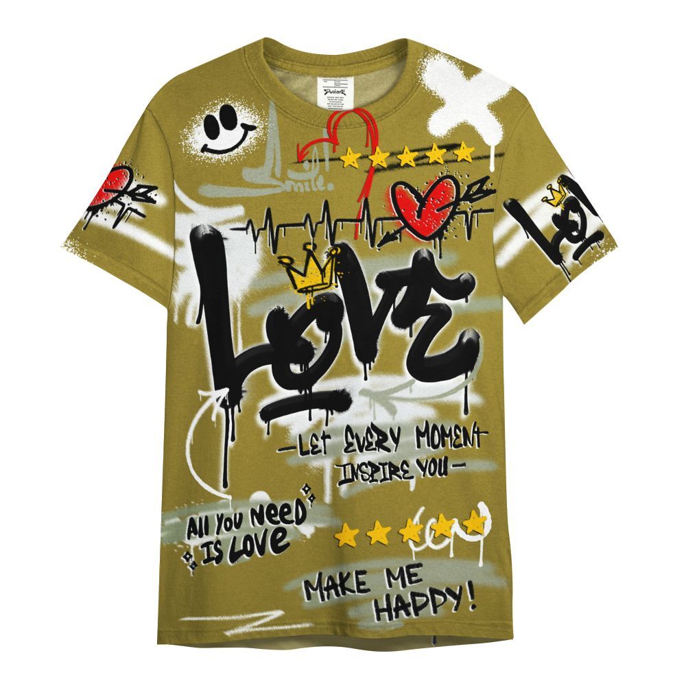 Shirt To Match Air Flightposite Metallic Gold - Happy Love Beats Graffiti Streetwear All Over Print
